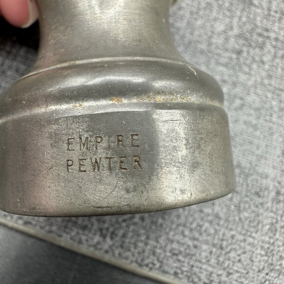 Vintage Pewter Salt & Pepper Shaker Set Empire Pewter Made in Italy Mill Set - Picture 6 of 9